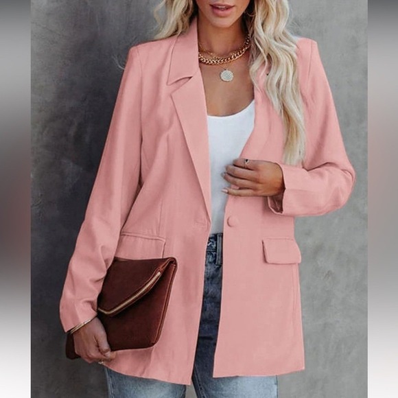 NWT Pretty Garden Pink Chic Tailored Business Blazer Jacket Women's Size Large - Picture 3 of 10